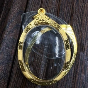 Amulet pendant,empty frame,large oval shape, folded back,Thai gemstone pendant - Picture 1 of 4