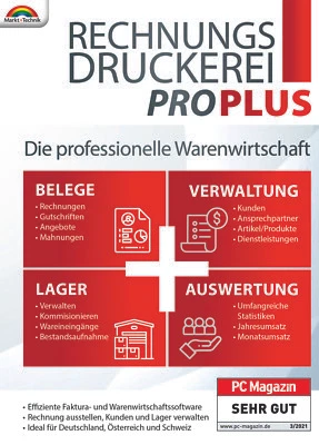Rechnungsdruckerei Pro Plus - Angebote -Mahnungen -Lagerverwaltung - PC-DVD - Bild 1 von 4