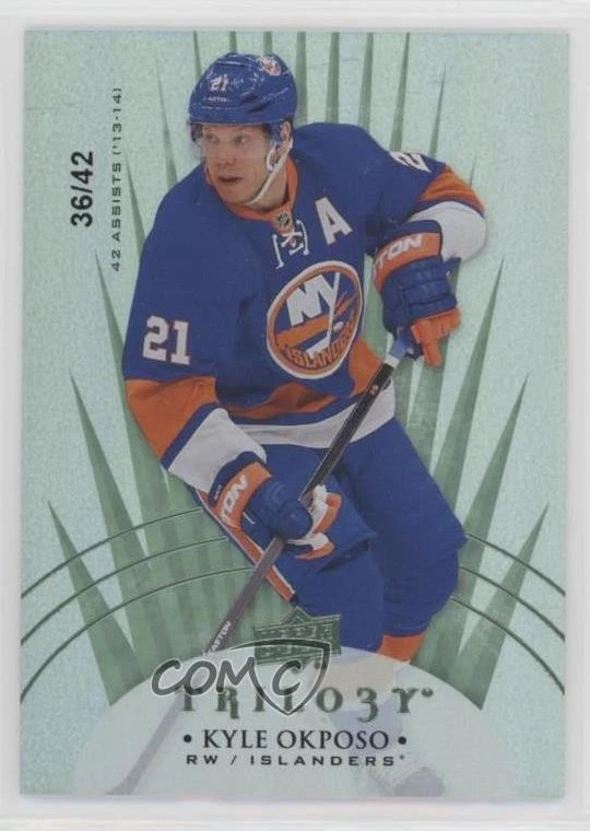 2014-15 Upper Deck Trilogy Radiant Green /42 Kyle Okposo #40 - Image 1 of 2