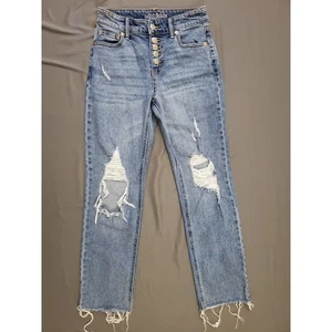 Wild Fable Jeans Damen 00 Button Fly High Rise Straight Ankle Hellblau Denim - Bild 1 von 16
