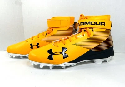 2018 UA 4D Hightop Steelers Gold/Blck/Silver Football Cleats Size 16 3022445-700 - Image 1 of 4