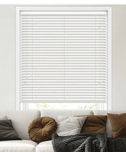 35mm Polar Wooden Blind Width 1200mm Drop 1500mm True White Cutdown - Picture 1 of 3