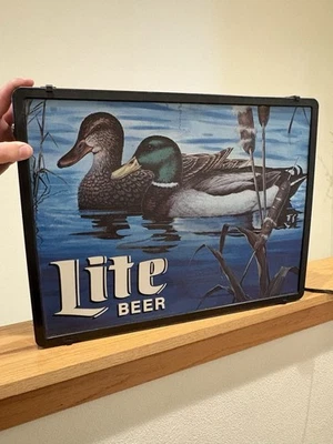 Miller Lite 1991 cerveza pato caza en movimiento barra de caza luz pub letrero Foto 1 de 4