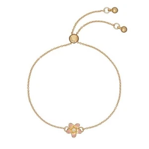 Ted Baker Gold Tone Pink Blossom Flower Adjustable Bracelet Women's Brand New - Picture 1 of 6