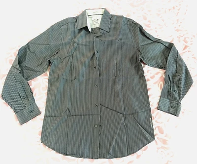 Jasper Conran mens shirt size S gre/striped/cotton silk/long sleeve - Image 1 of 4