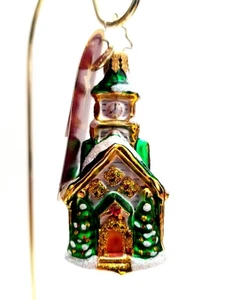 Christopher Radko - All Are Welcome Gem #1016753 Snow Covered Green Roof Church  - Picture 1 of 4
