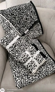 Rachel Zoe 8 p CHEETAH LEOPARD BATH HAND TOWELS & WASHCLOTH animal Blk Cream NEW - Picture 1 of 18