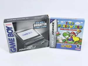 Nintendo GameBoy Advance SP Graphite AGS-101 Bundle w/Super Mario World Complete - Picture 1 of 24