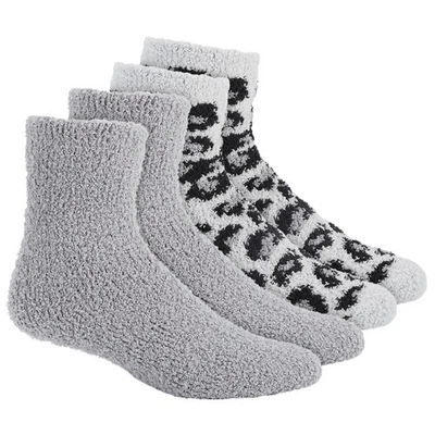 CHARTER CLUB Women's 2-Pack Fuzzy Butter Socks One Size Leopard Gray Black - Image 1 of 4