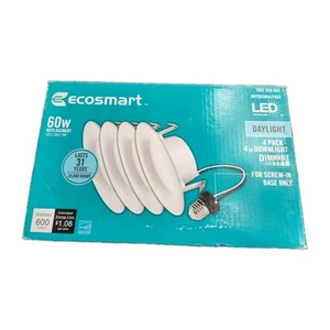4-Pack EcoSmart 4" in Integrated LED Recessed Trim Daylight White NEW can lights - Picture 1 of 3