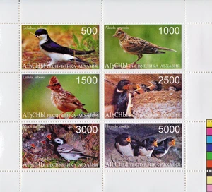Abkhazia 1996 Birds of the World Sheet of 6 values Perforated "RARE" MNH - Picture 1 of 1