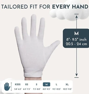 Cottonnerie Cotton Gloves for Dry Hands Sleeping, Moisturizing Gloves Overnight, - Picture 1 of 6