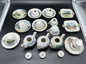 Mini Assortment Souvenir Vintage Tea Cups Saucers Teapots Ashtrays Stands 28 Pcs - Bild 1 von 15