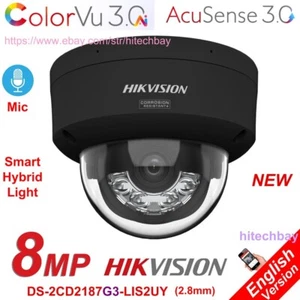 Hikvision 8MP Ai ColorVu3.0 AcuSense3.0 Mic IP Camera DS-2CD2187G3-LIS2UY Black - Picture 1 of 11