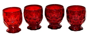 4 vasos Imperial Provincial Heisey Whirlpool rojo rubí patas 4" 9 onzas - Imagen 1 de 5