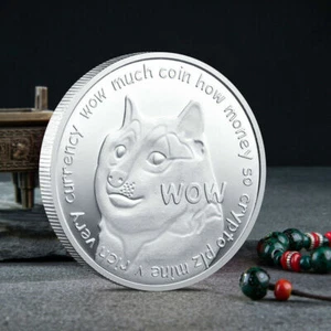 25 DogeCoin - Kryptowährung physische versilberte Münze - Shiba Inu! - Bild 1 von 5