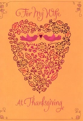 Romantic & Sincere THANKSGIVING Card FOR WIFE, Love Birds by Hallmark + Envelope - Image 1 of 4