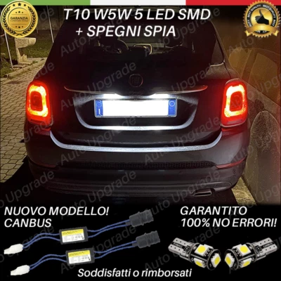 COPPIA LUCI TARGA 5 LED PER FIAT 500X T10 + SPEGNI SPIA 100% NO AVARIA - Immagine 1 di 3