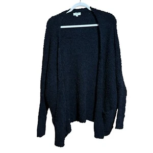 UMGEE Cardigan Womens Large Black Boucle Chunky Pockets Long Sleeve Open Sweater - Picture 1 of 9
