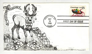 1989 WHITS COVER RARE 1ST CACHET CHRISTMAS SLEIGH WESTPORT CONNECTICUT - Bild 1 von 1