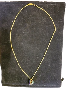 14K Yellow Gold Charoite Onyx Opal Inlay Pendant 16" Necklace 6.4 grams  - Picture 1 of 6