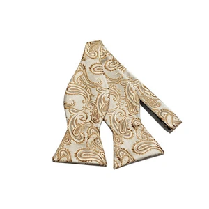 New Men's micro fiber formal Self-tied Bow tie light brown paisley formal party - Picture 1 of 2
