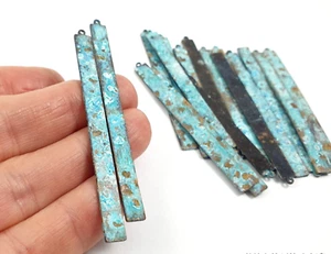 16ps Brass patina strip 2.7" Long bar earrings charm Unique minimalist charm 847 - Picture 1 of 7