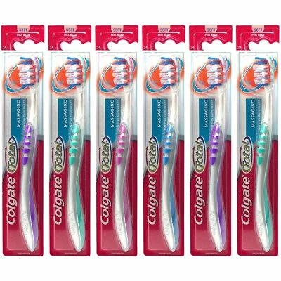 Colgate Total Massaging Toothbrush Soft Full Head Pro Tip Assorted Colors (6 Pk) - Image 1 of 4