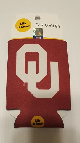OU OKLAHOMA SOONERS KOOZIE CAN COOLER NEW DOUBLE SIDED FLAT Cover