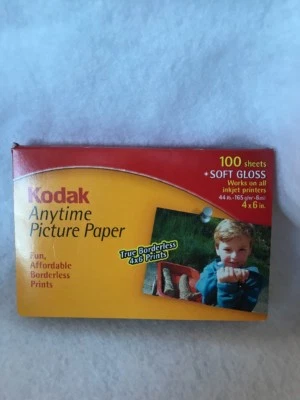 kodak anytime picture paper  100 sheets soft gloss 4x6inches inkjet printers NOS - Image 1 of 4