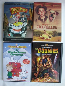 4 CLASSIC FAMILY DVD movies collectible GOONIES, YELLER, ROGER RABBIT films - Bild 1 von 15