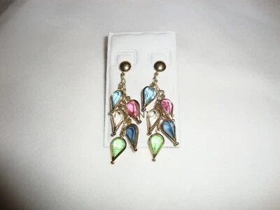 Orecchini Argento 925 massiccio italiano placcato oro e cristalli multicolore - Immagine 1 di 4