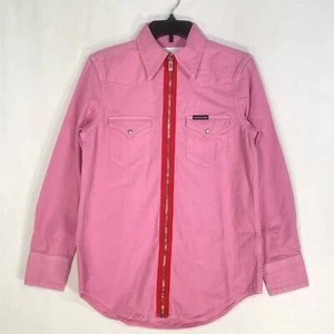 Camisa de mujer Calvin Klein Western con cremallera frontal grande denim rosa lista para rodeo - Imagen 1 de 11