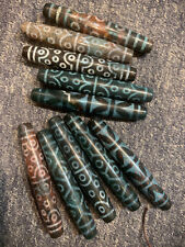 10 Pcs Large Tibetan Natural Old Cinnabar Agate Dzi *Mutli Totem* 98mm Beads
