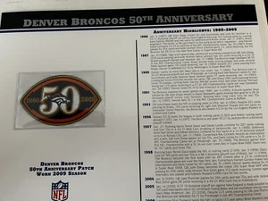 Denver Broncos 50th Anniversary Patch Stat Card Official Willabee & Ward - Picture 1 of 2