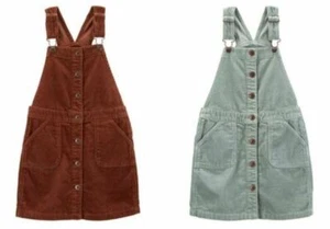 Girls Pinafore Dress Corduroy Jumper Ex OshKosh B'gosh Green Brown Pink Dungaree - Picture 1 of 18