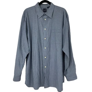 Mens Vintage GAP Shirt Y2K Size XL Blue Stripe Casual Button Up Cotton 3617 - Picture 1 of 6