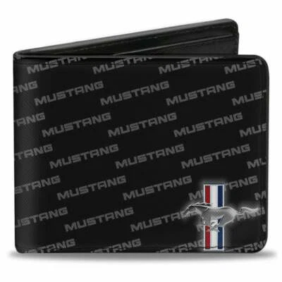 Buckle Down Ford Mustang Bars CORNER with Text Vegan Leather Wallet - Image 1 of 3