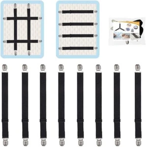 8Pcs Adjustable Bed Sheet Straps Clips, Elastic Mattress Sheet Fasteners Hold... - Picture 1 of 7