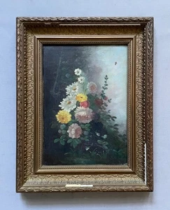 Flowers, oil on canvas, antique painting, framed, painting, 19th century - Picture 1 of 10
