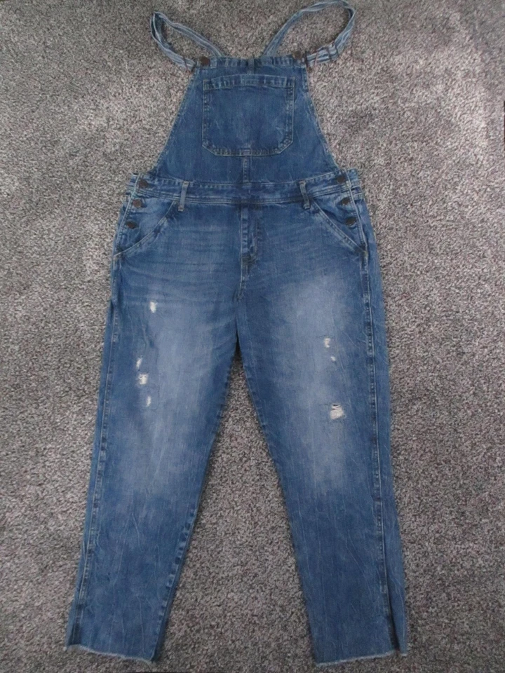 Macacão Aeropostale Feminino XL Azul Denim Babador Alças Ajustáveis Desgastadas 35x28 - Imagem 1 de 4