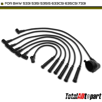 7 件装火花塞电线套装适用于宝马 533i 535i 535is 633CSi 635CSi 733i 735iL 735i — 第 1/4 张图片