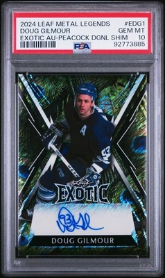 2024 Leaf Metal Legends Doug Gilmour Exotic Autograph Peacock /6 PSA 10 POP 1 - Image 1 of 2