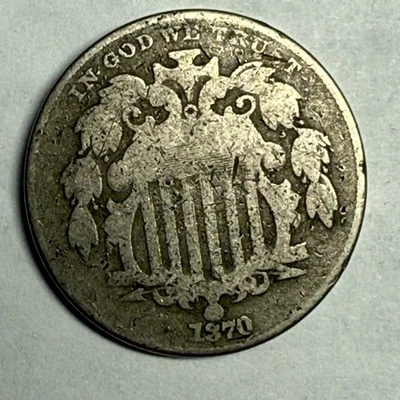 1870 SHIELD nickel. Good, lots of small marks. #r1 - Image 1 of 2