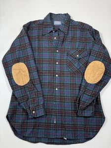 Vintage Pendleton Shirt Mens Large Plaid Hunting Brodie Tartan Wool Elbow Patch - Picture 1 of 10