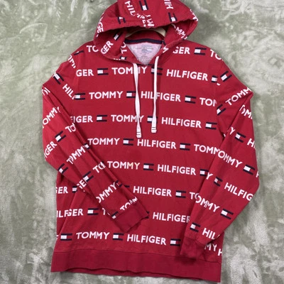 Tommy Hilfiger Hoodie Sleepwear Adult Size Large Script Logo Red Large Lounge - Image 1 of 4