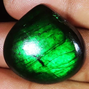 47.55 Cts Green Color LABRADORITE Cabochon Heart Shape Gemstone 27x26x7 mm LK620 - Picture 1 of 7