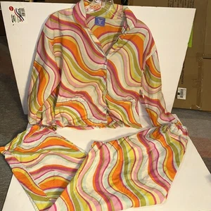 Pine Cone Hill Fine Linens 2 Piece Cotton Pyjama Set Psychedelic Waves Size Sm - Bild 1 von 13