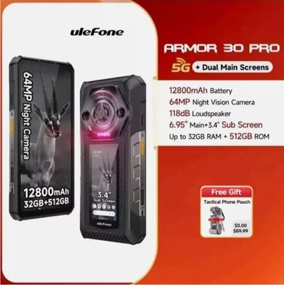 Global Unlock rugged Rugged Phone 32GB+512GB 66W Fast Charging 12800mAh 4G/5G - Image 1 of 4