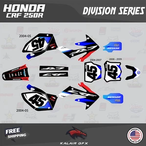 Kit Gráficos para Honda CRF250R CRF 250R (2004-2009) División - Rojo - Imagen 1 de 6